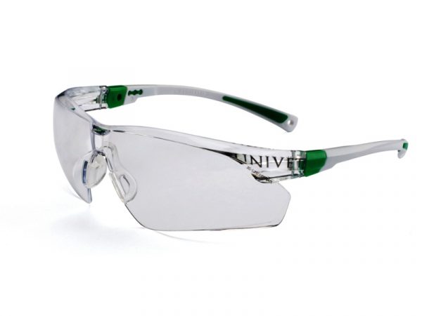 506UP Safety Glasses White/Green Frame Clear Lens - Optident Ltd